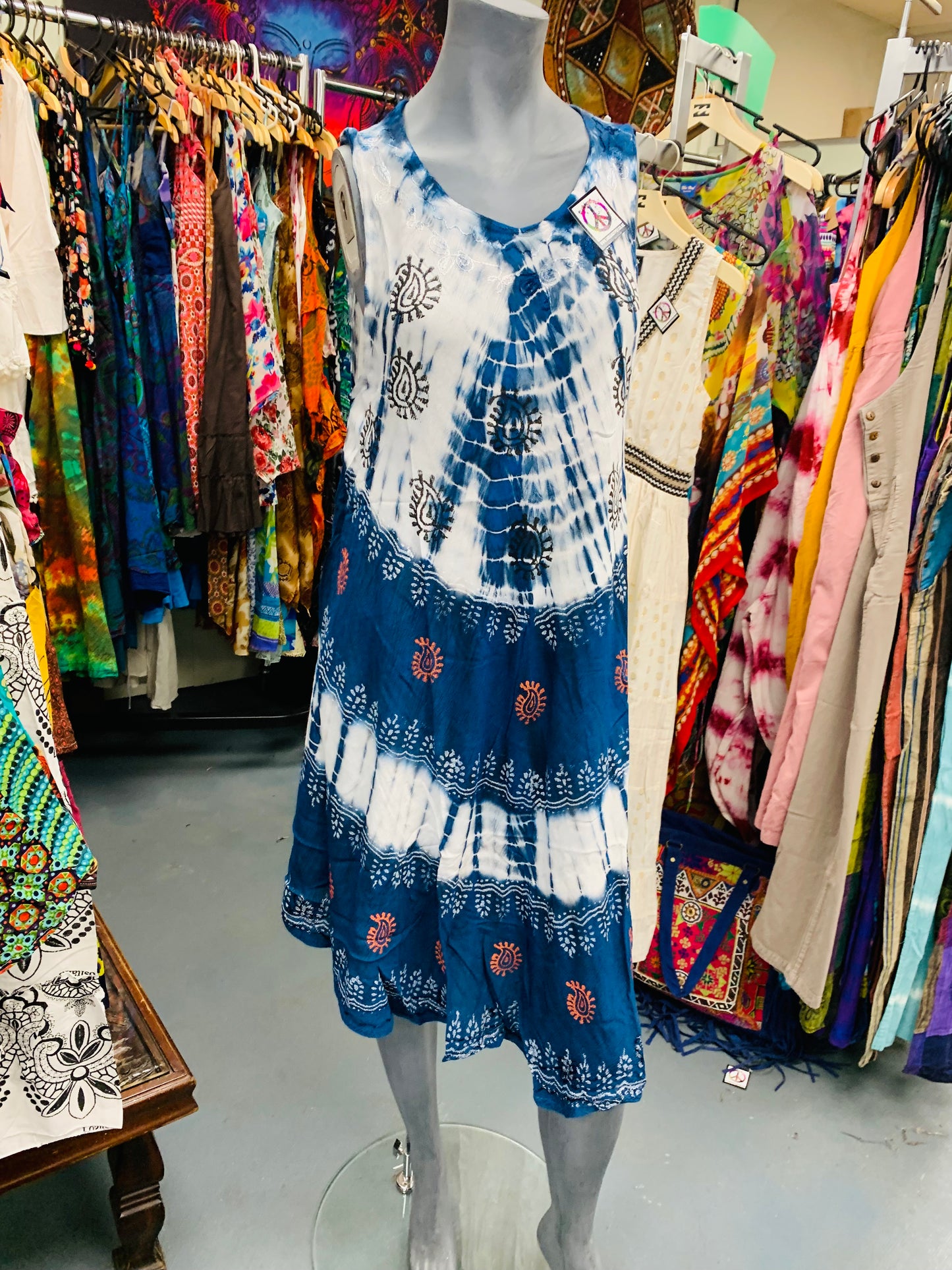 Bohemian style handcrafted Tie Dye Flowy dress #DRE32676