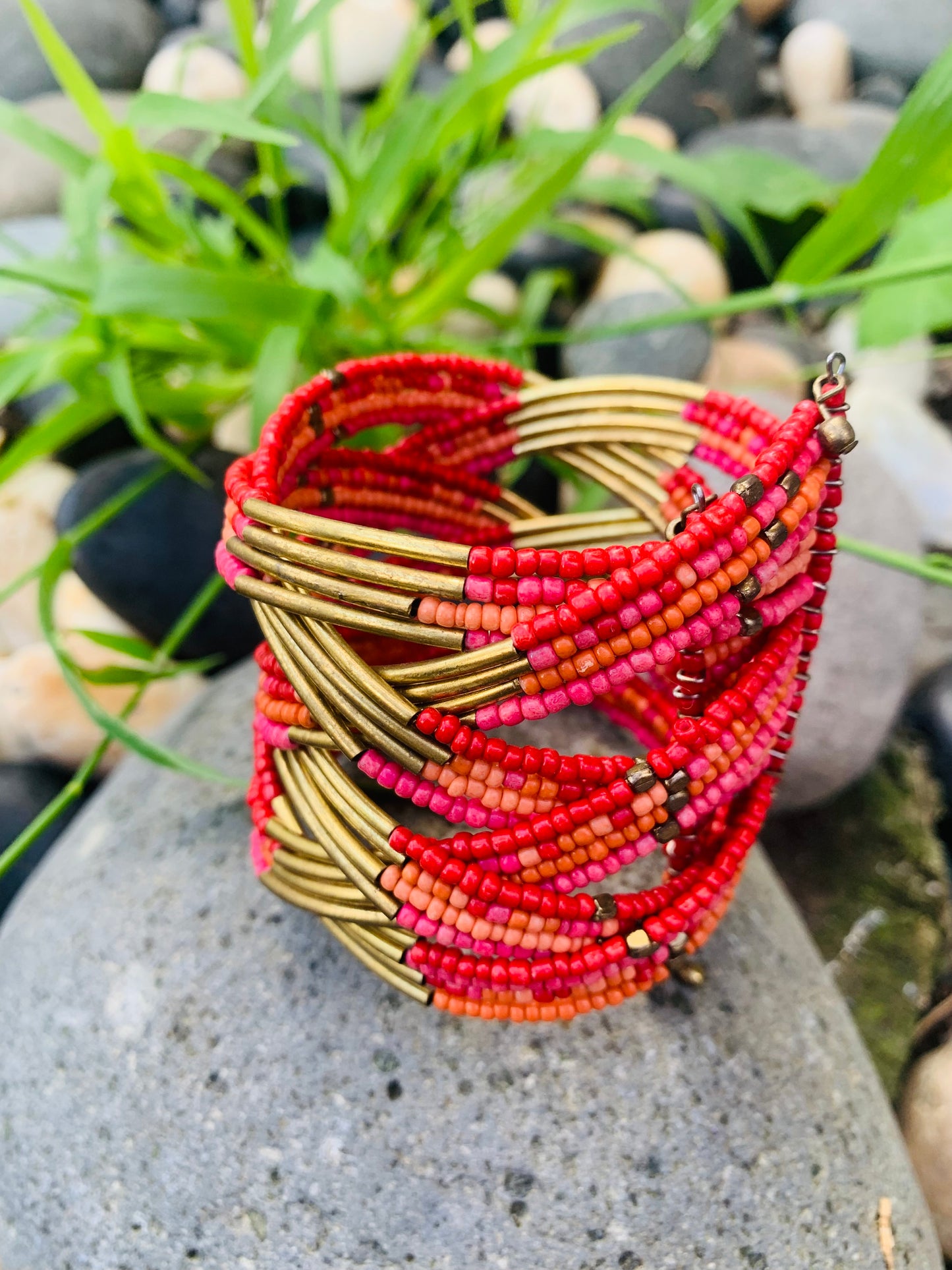 HIPPIE HANDCRAFTED HAND CUFF BEADS BANGLE  #CUFF2288