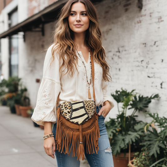 BOHO HANDCRAFTED GENUINE SUEDE LEATHER BAG #205580