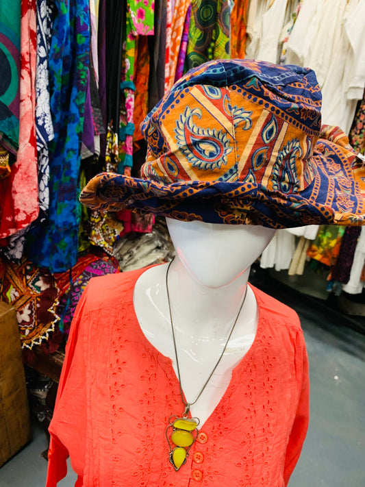 BOHO STYLE HANDCRAFTED REVERSIBLE MANDALA SUN HATS #8461