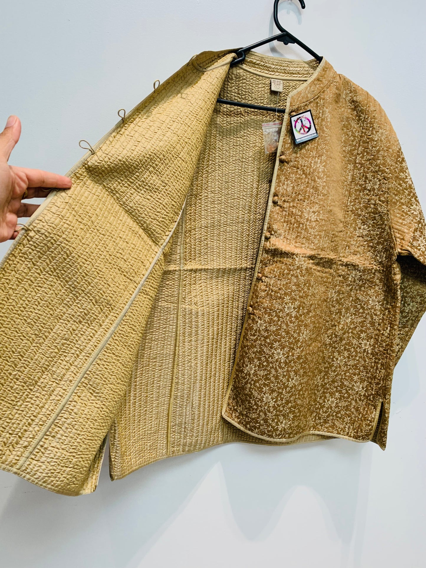 Handcrafted Reversible waist length Quilting Kantha Coat # QUIL031