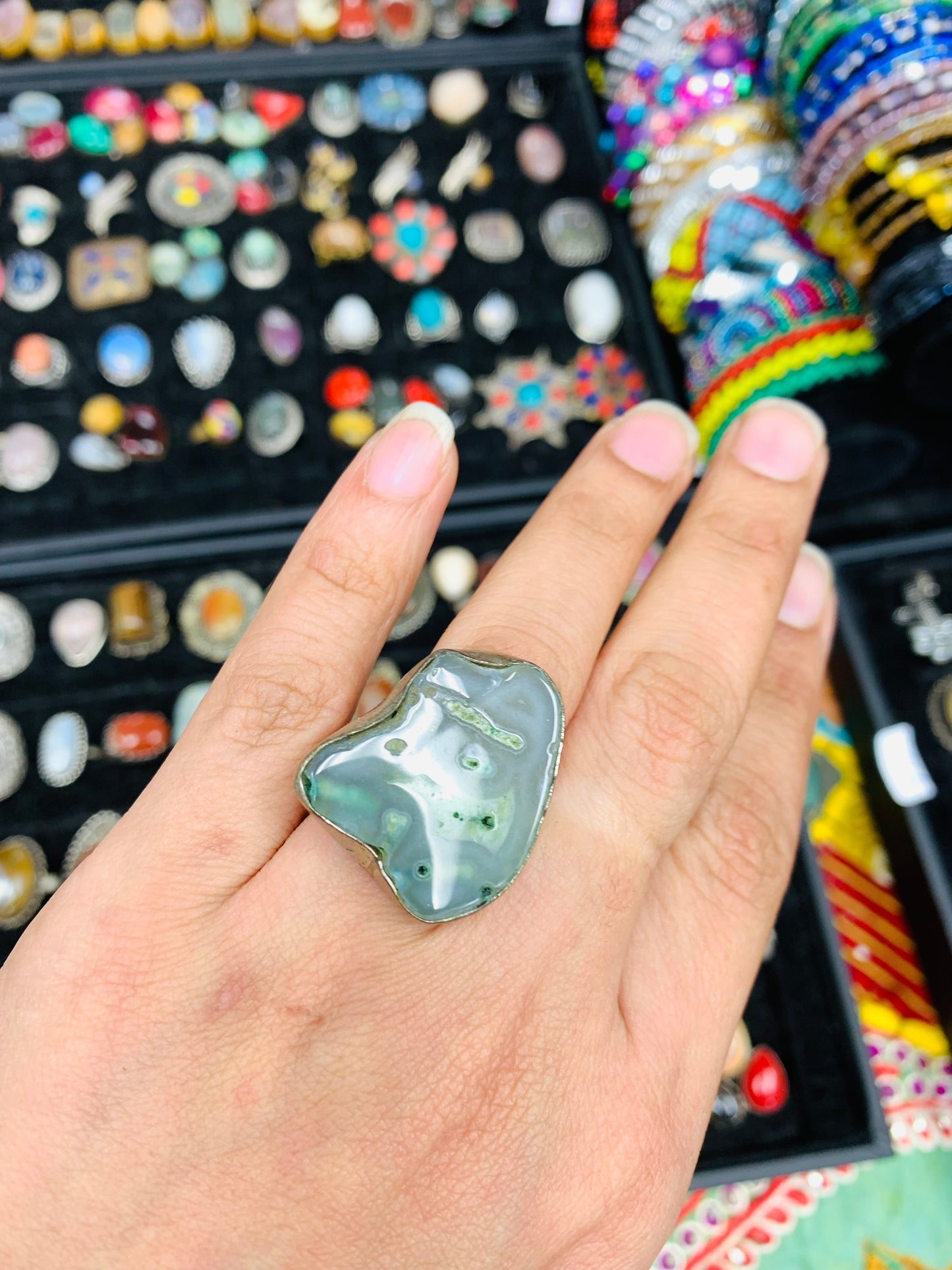 Handcrafted Natural stones ring # RIN2122