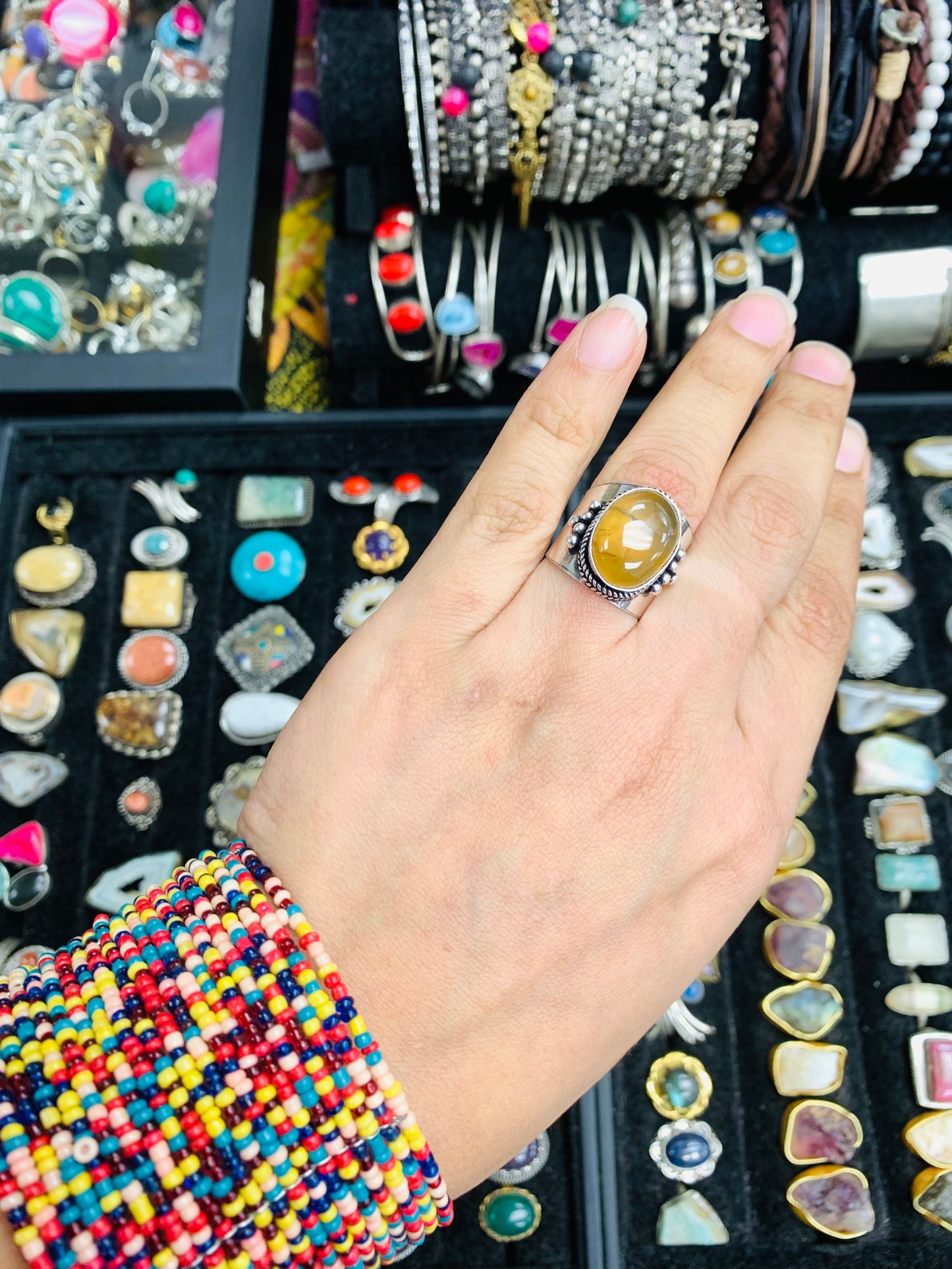 Handcrafted Natural stones ring # RIN2135