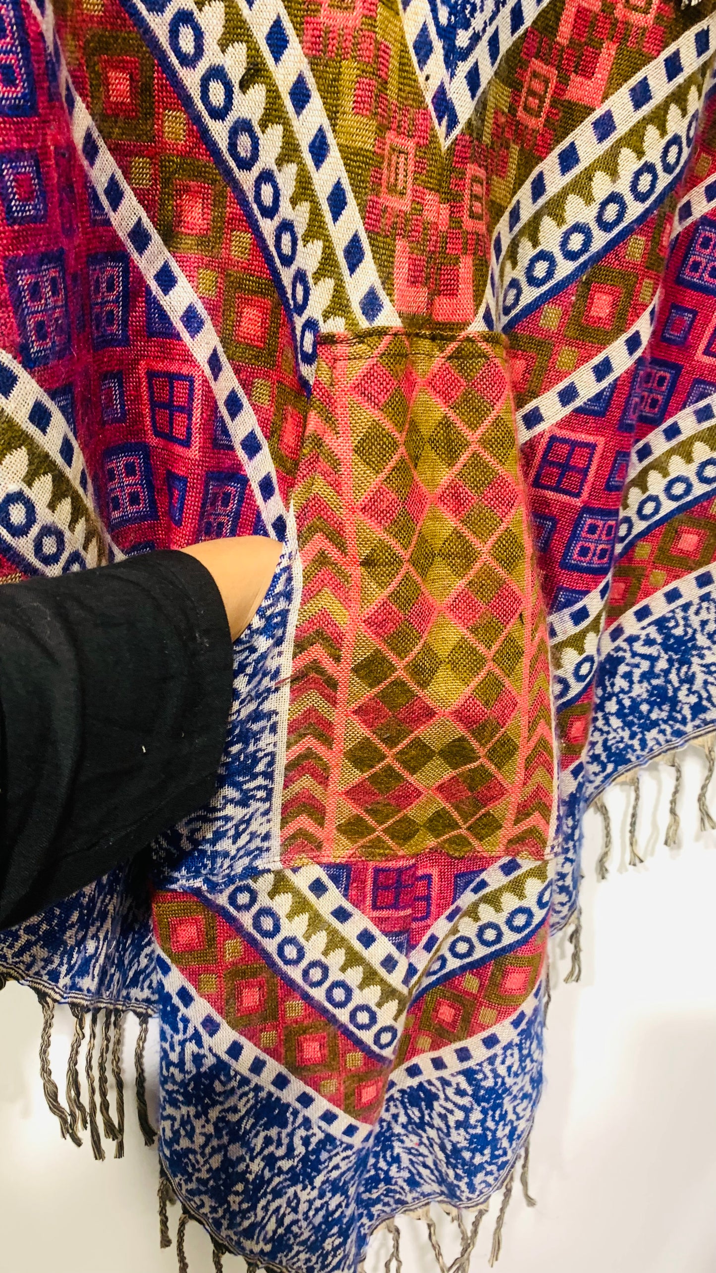 Bohemian style handcrafted Hoodie poncho #0172202