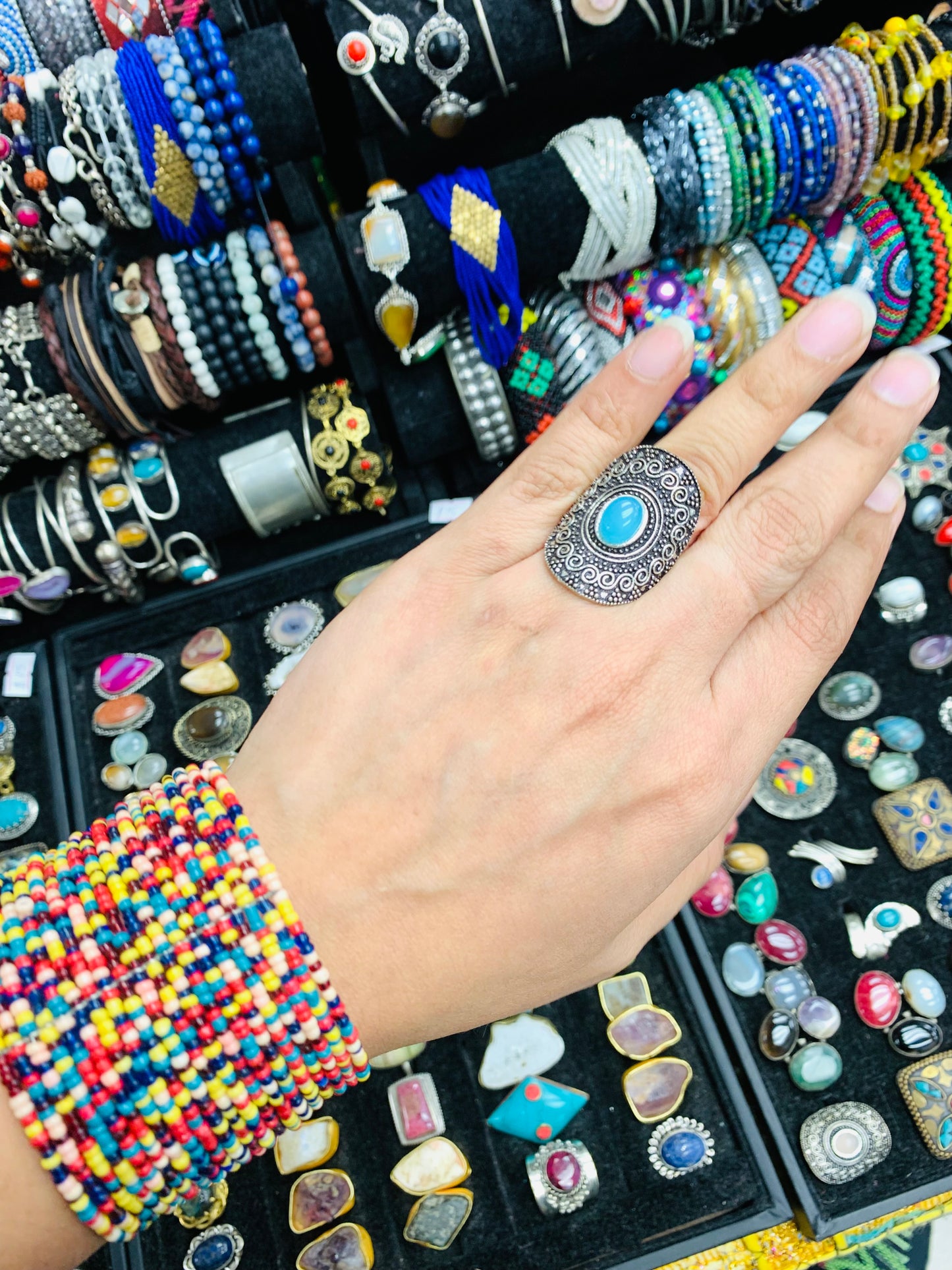 Handcrafted Natural stones ring # RIN2134