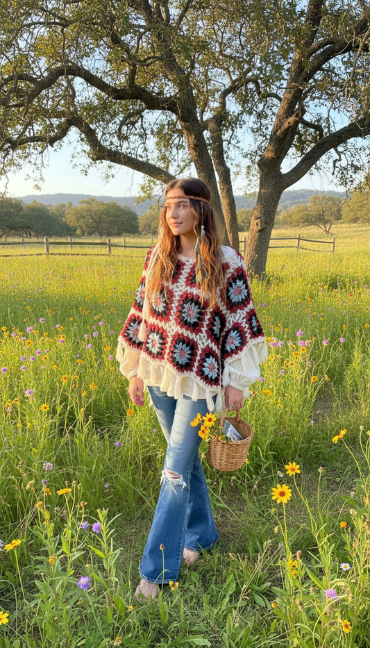 Handcrafted Crochet poncho #36