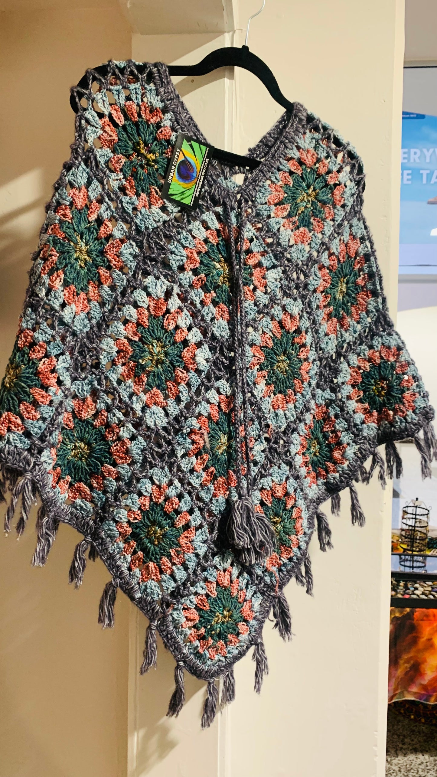 Boho handcrafted Crochet poncho #34