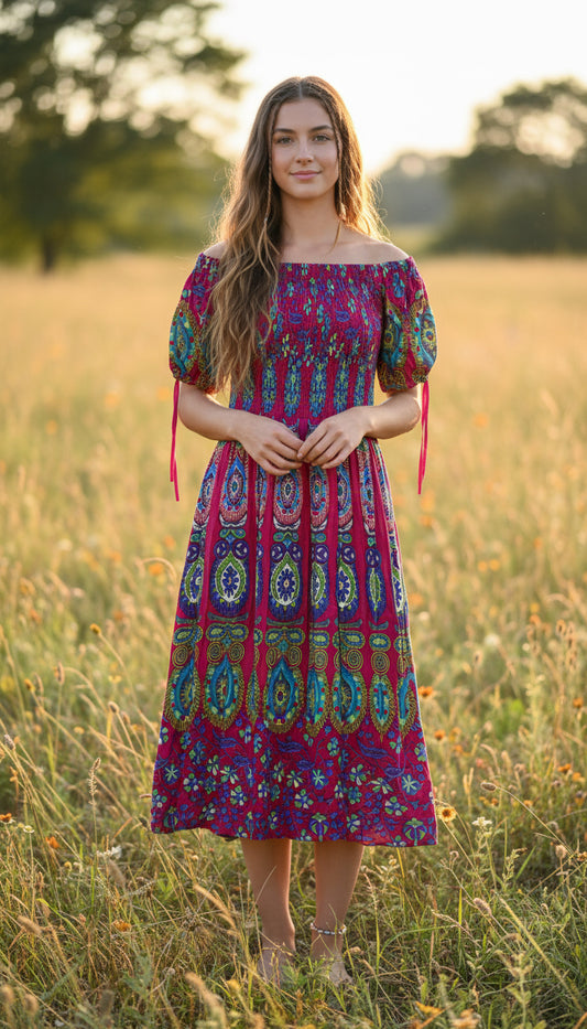 Bohemian style handcrafted Mandala dress #DRE4652