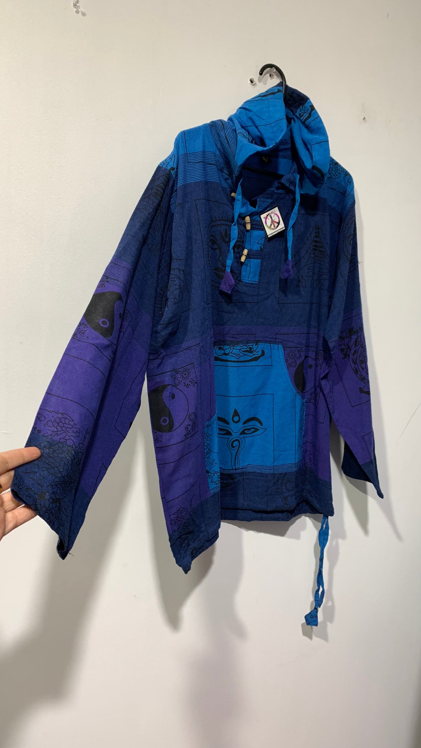 Handcrafted cotton Hoodie Kurta / Shirt # 75449