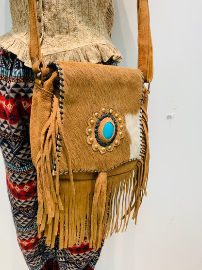 BOHEMIAN STATEMENT HANDCRAFTED GENUINE SUEDE LEATHER BAG #LEA1024