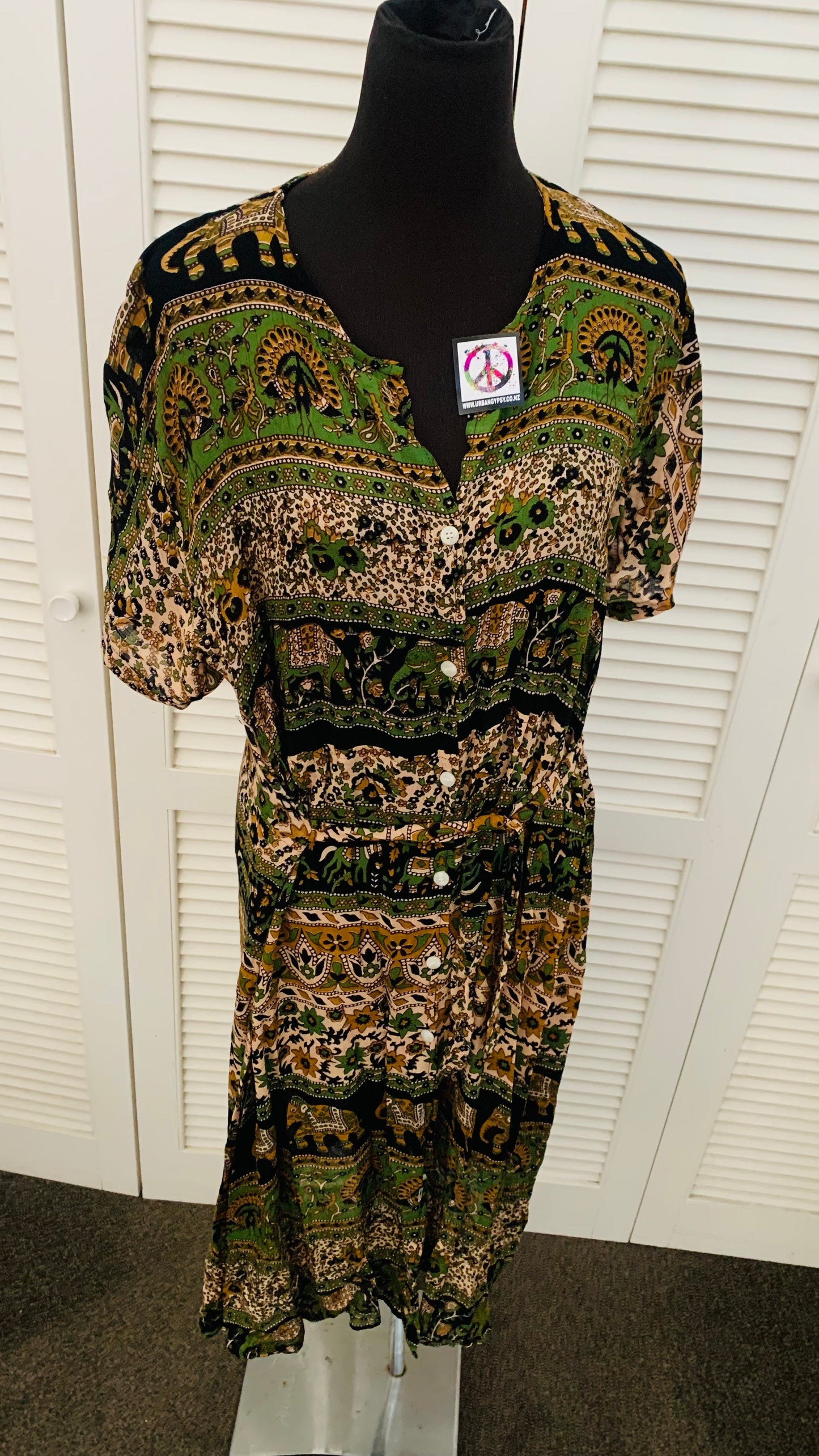 Bohemian style handcrafted Button dress #4882