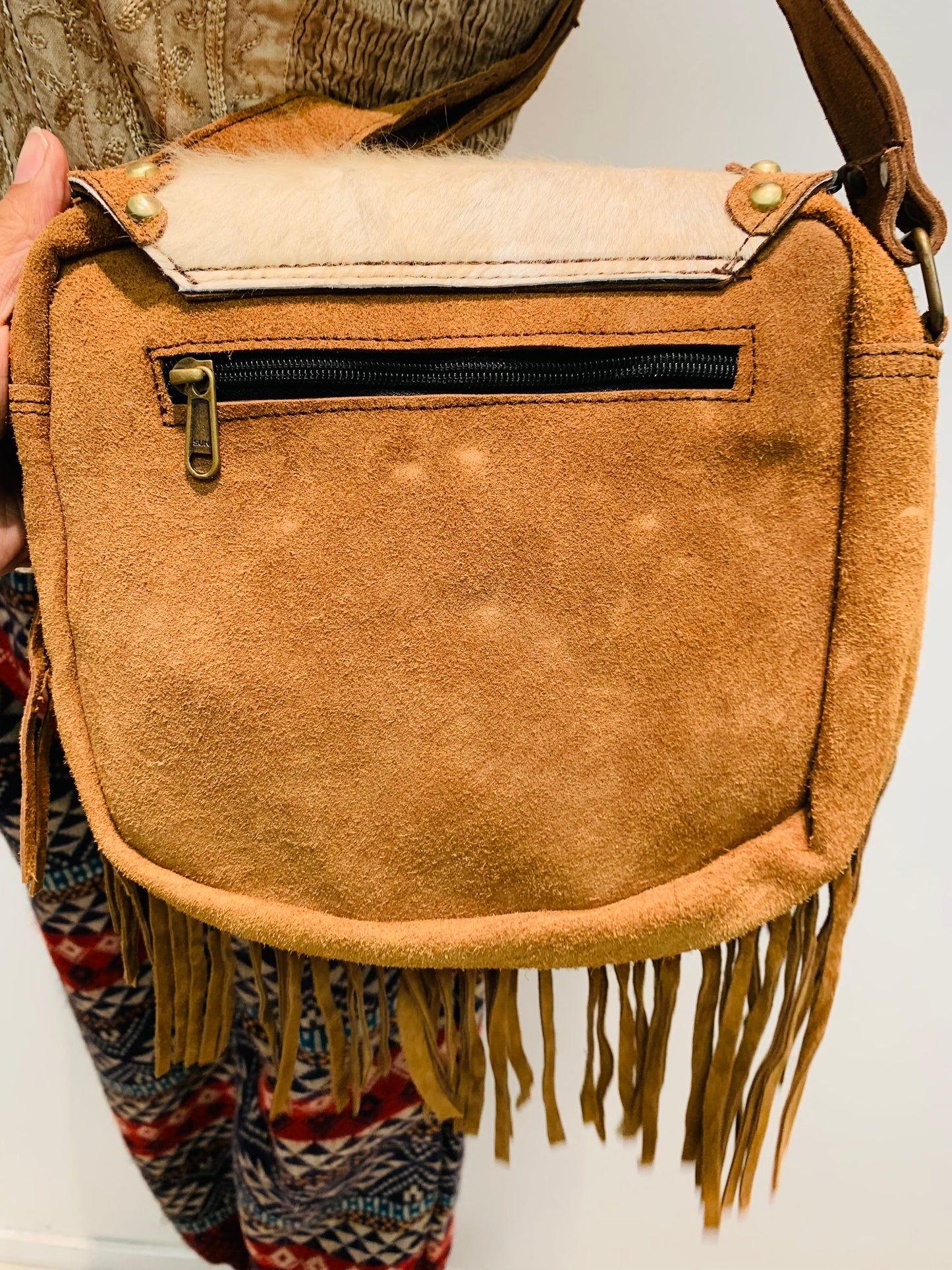 BOHEMIAN STATEMENT HANDCRAFTED GENUINE SUEDE LEATHER BAG #LEA1022