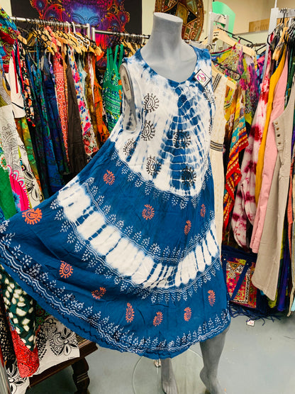Bohemian style handcrafted Tie Dye Flowy dress #DRE32676