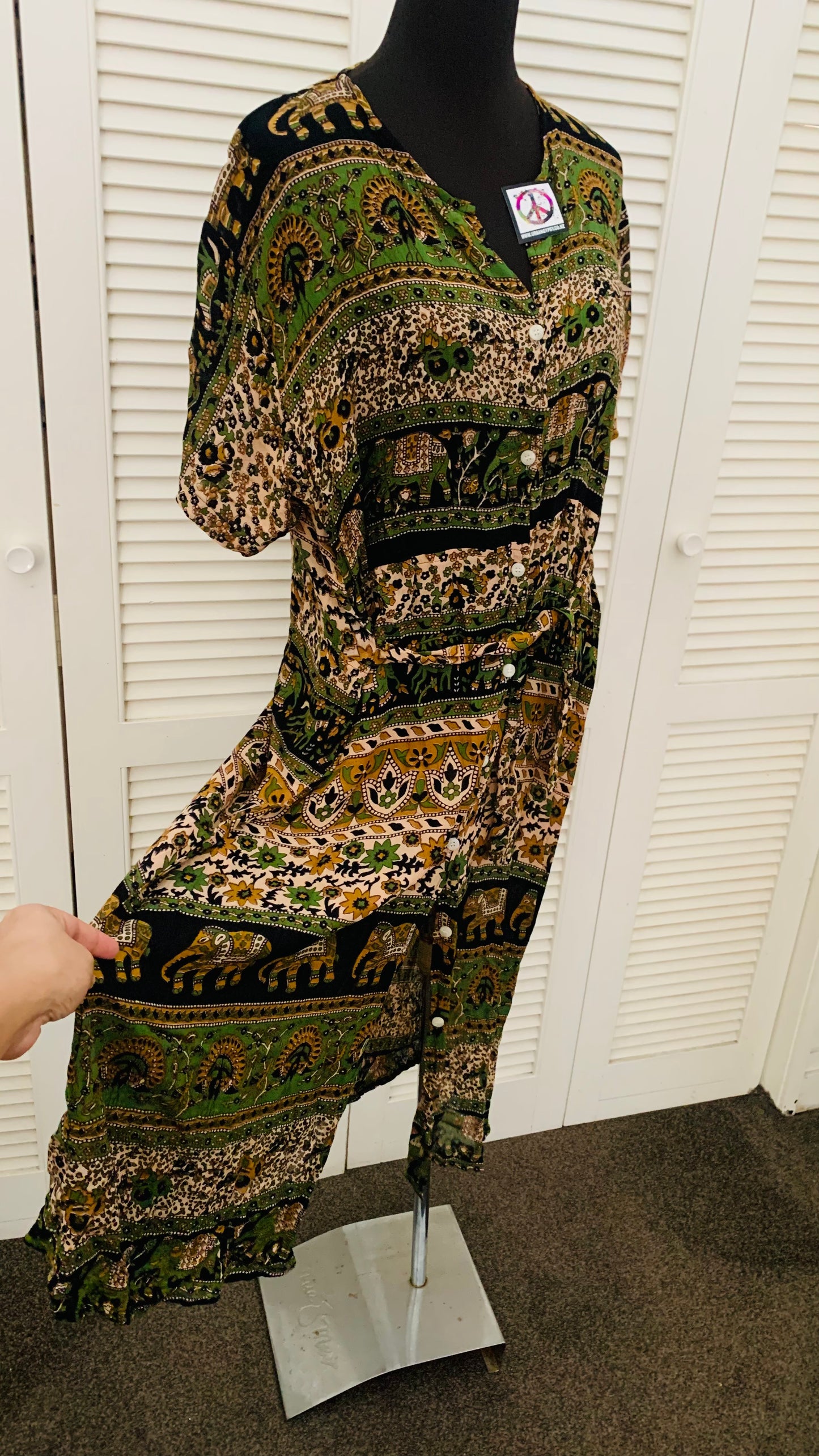 Bohemian style handcrafted Button dress #4882
