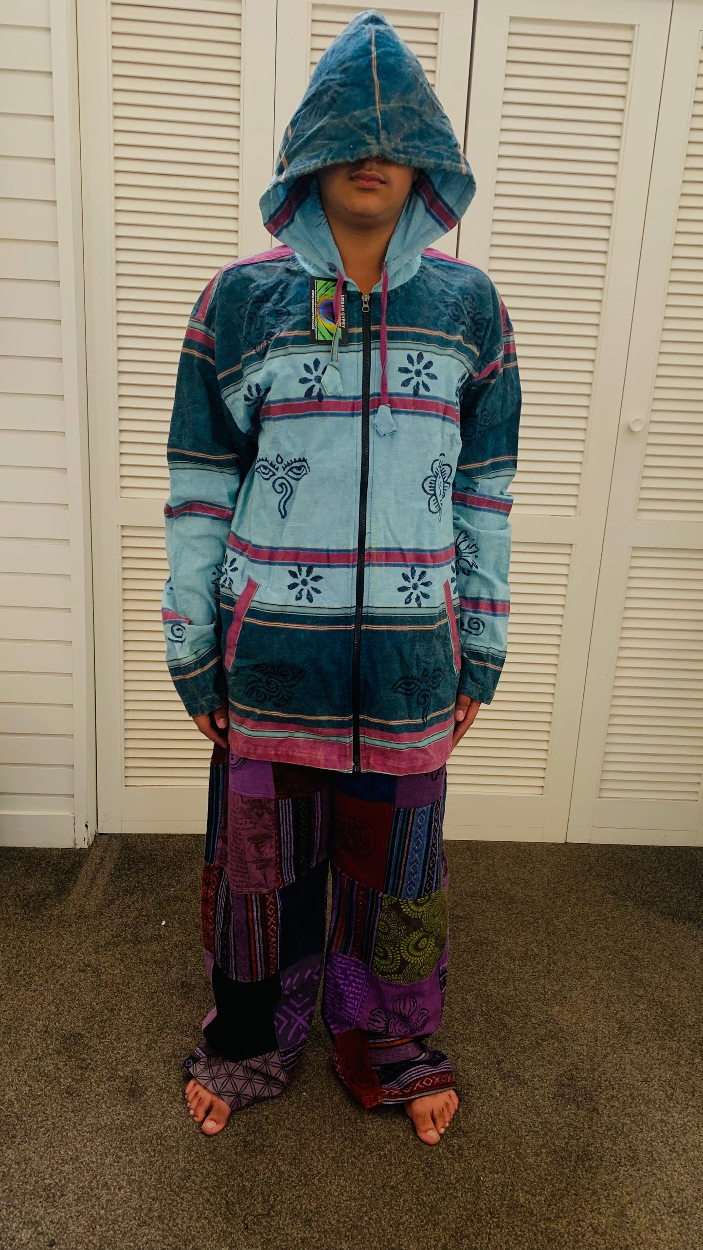 Handcrafted cotton Unisex Hoodie Kurta / Shirt # 75447