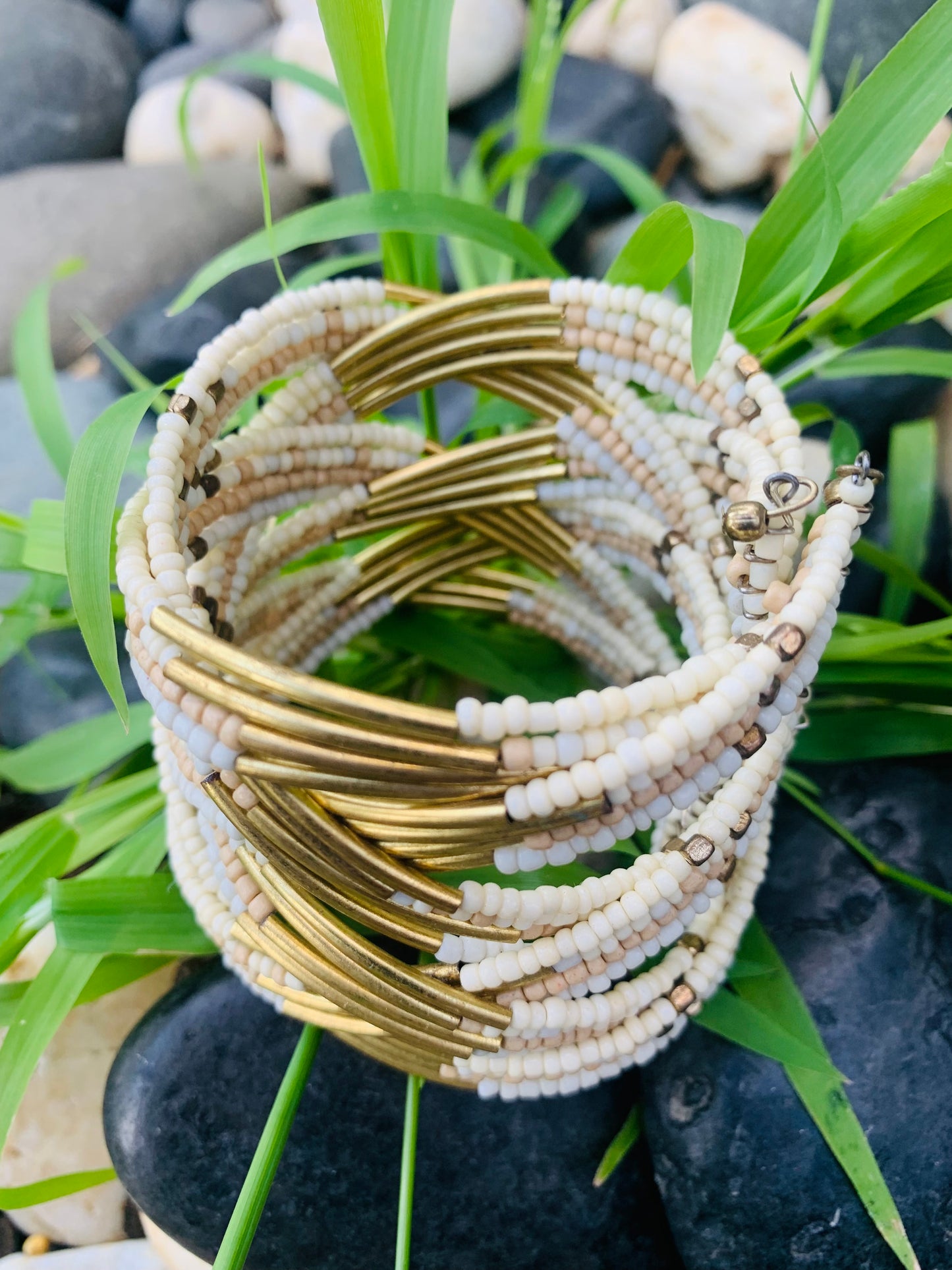 HIPPIE HANDCRAFTED HAND CUFF BEADS BANGLE  #CUFF2288