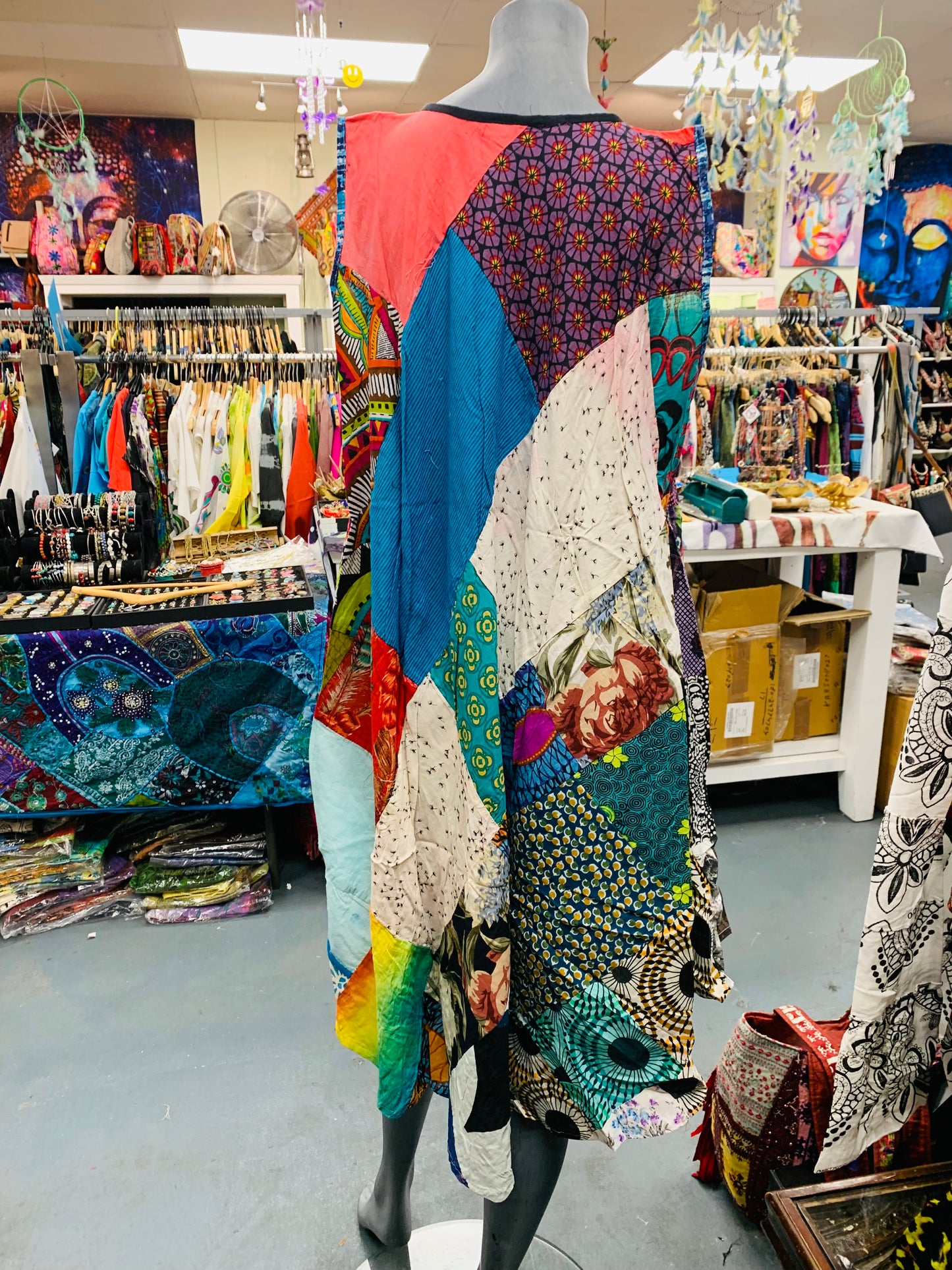Bohemian style handcrafted Patchwork Flowy dress #DRE325