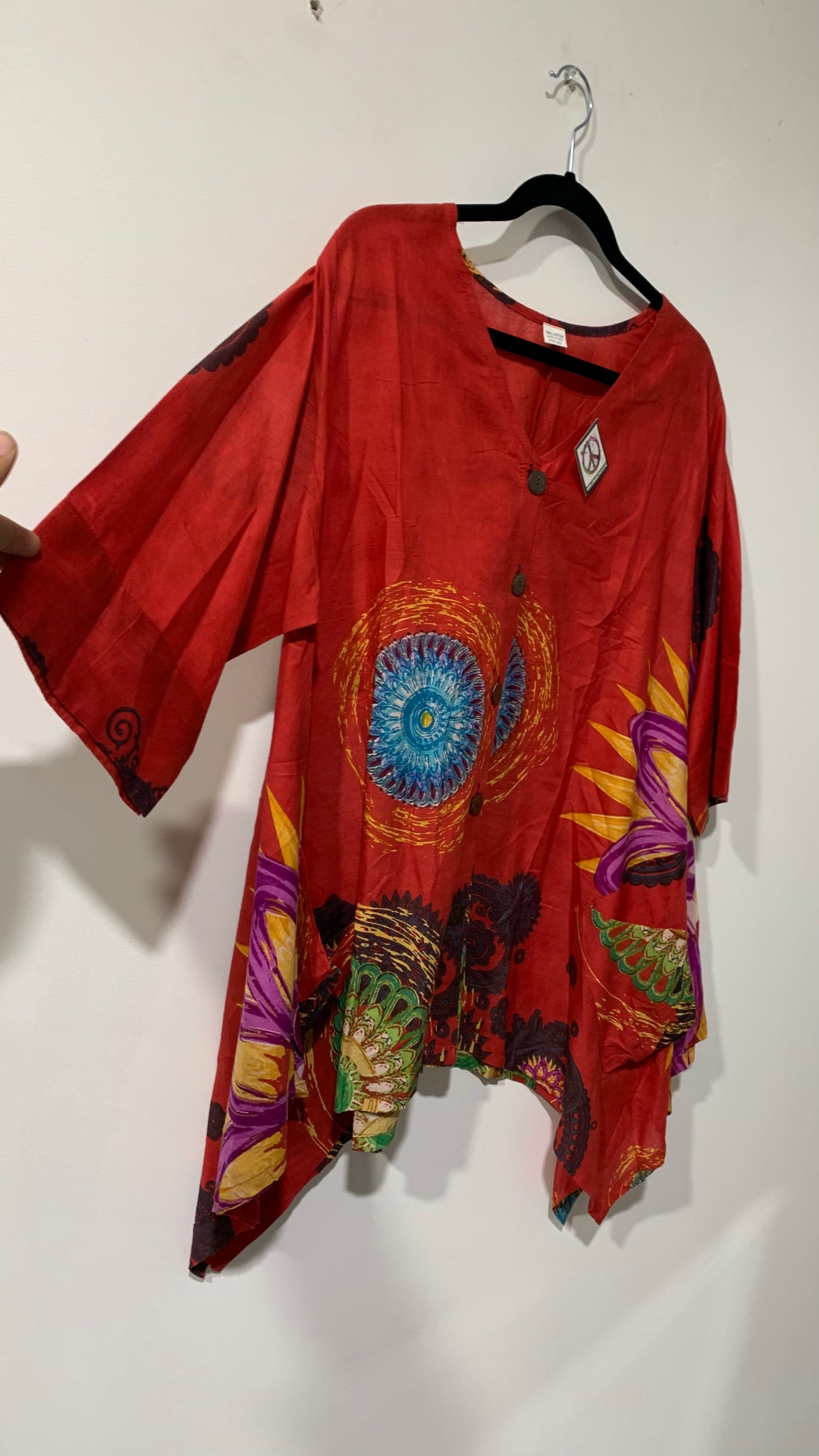 Bohemian style handcrafted Plus size cotton Top #0434