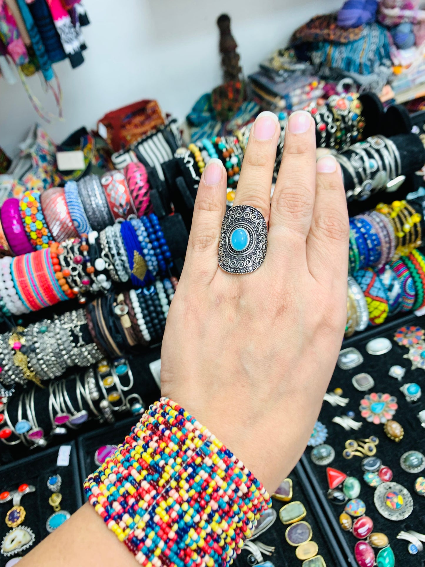 Handcrafted Natural stones ring # RIN2134