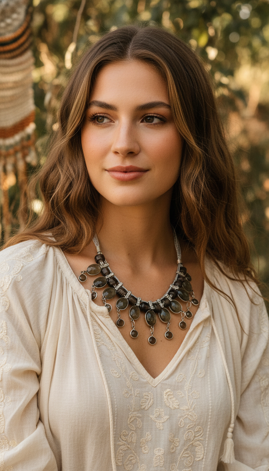 BOHEMIAN STYLE HANDCRAFTED BEADS NECKLACE # NECK2230