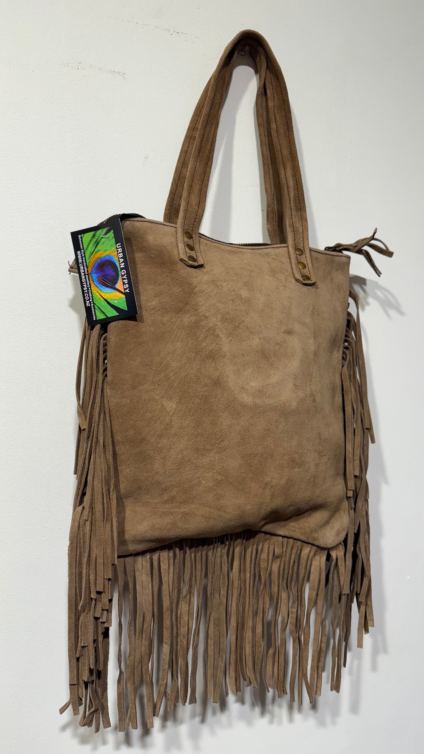 HANDCRAFTED GENUINE SUEDE LEATHER TOTE BAG #LEA1079