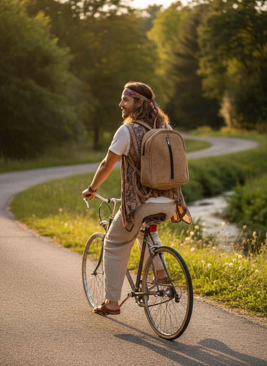 Bohemian style handcrafted Genuine leather Backpack #5594