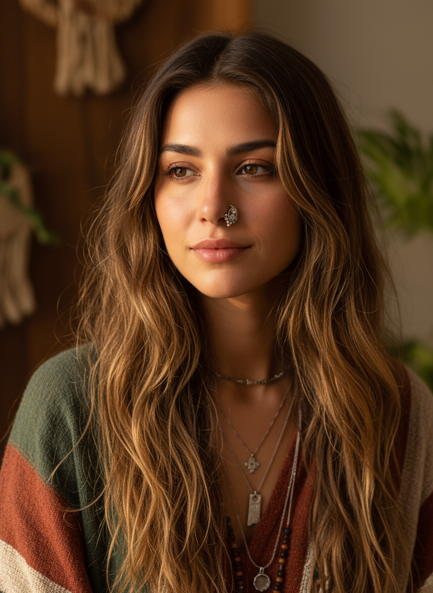 Bohemian handcrafted Clip-on Nose Pins/ Nose Rings  #832