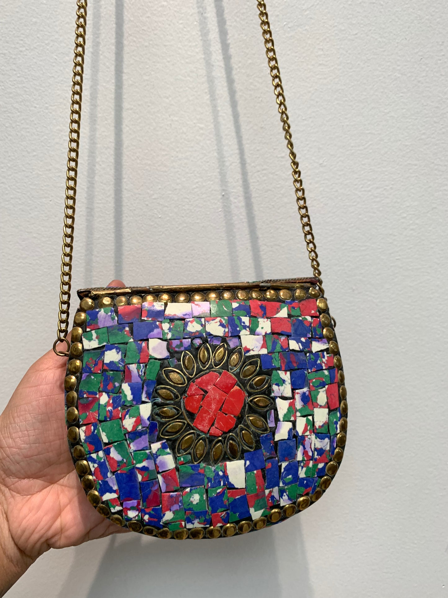 Bohemian style handcrafted metal / Brass Clutch #90722