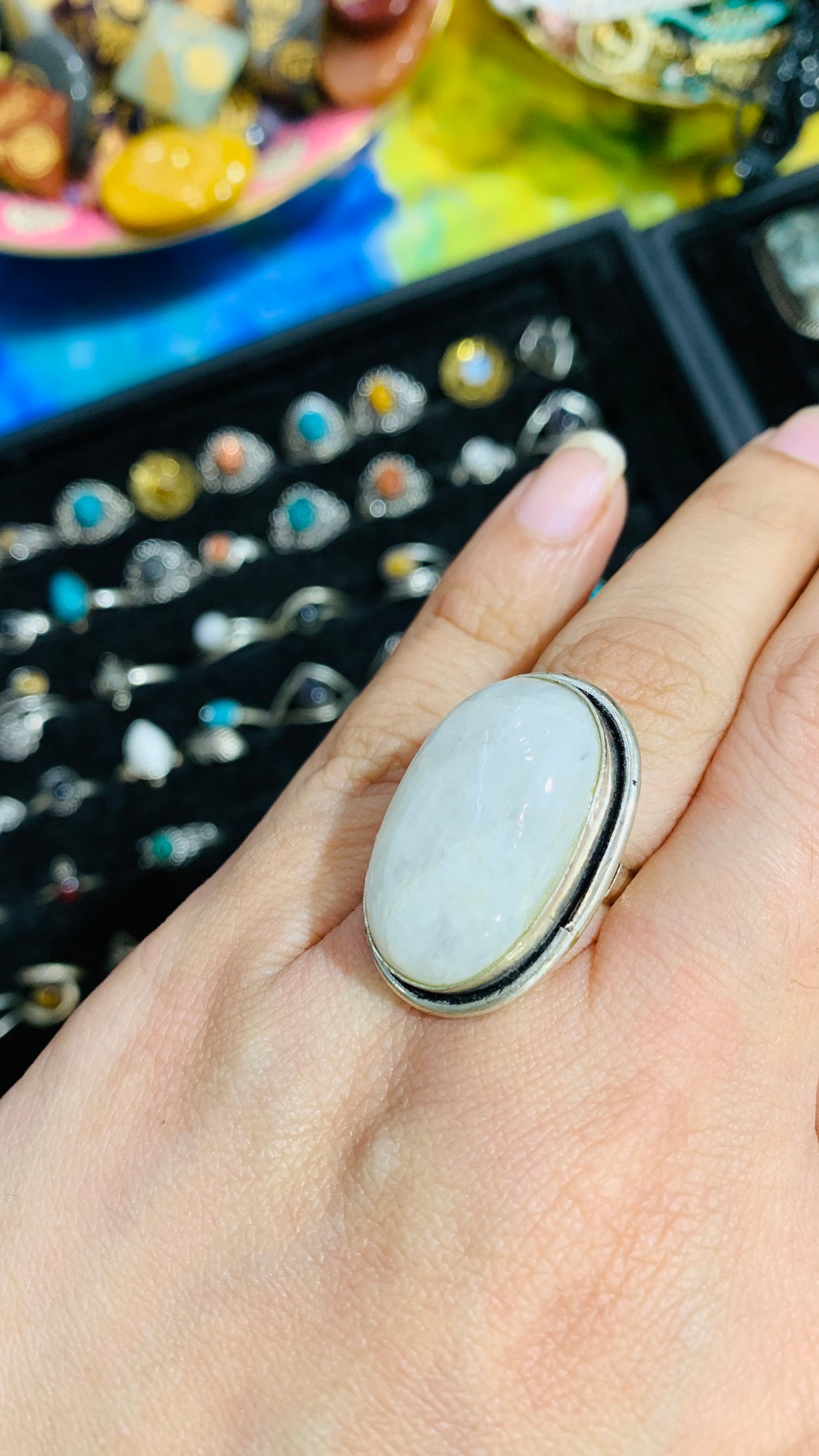 Bohemian handcrafted Stone ring #571
