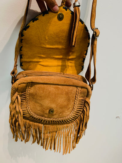 BOHEMIAN STATEMENT HANDCRAFTED GENUINE SUEDE LEATHER BAG #LEA1027