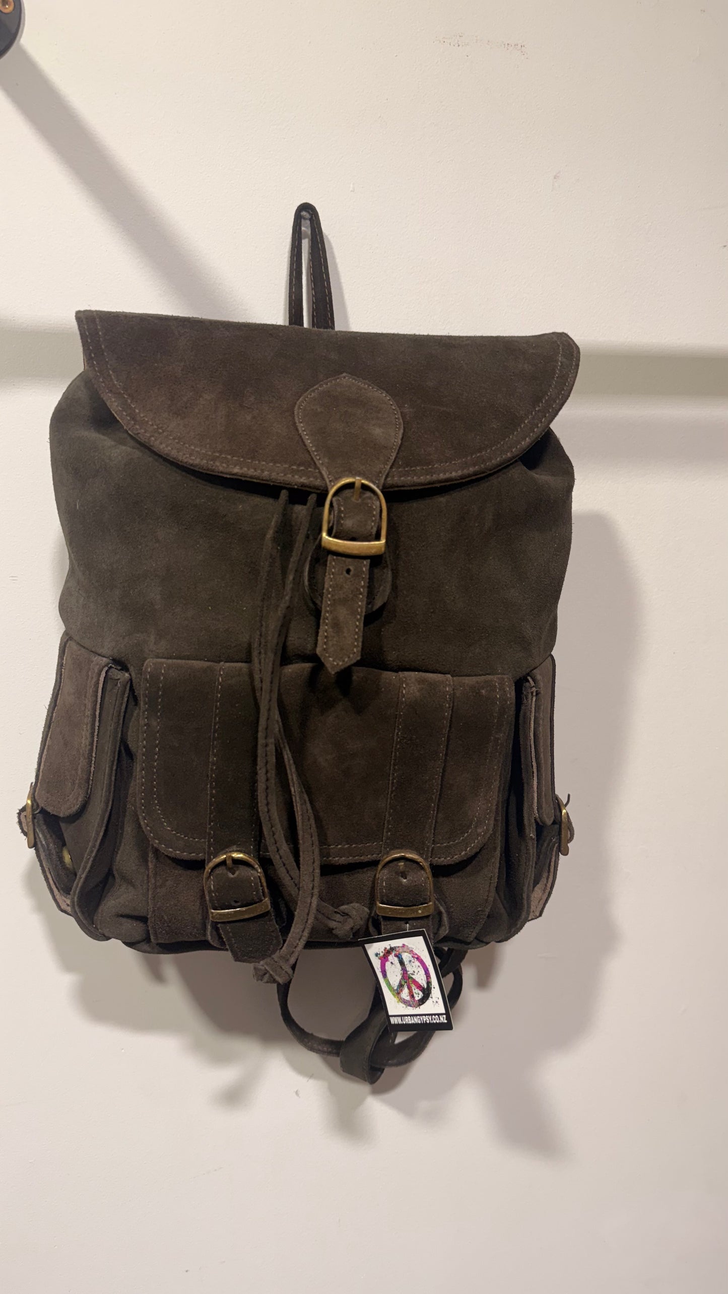 Bohemian style handcrafted Genuine leather Backpack #5596