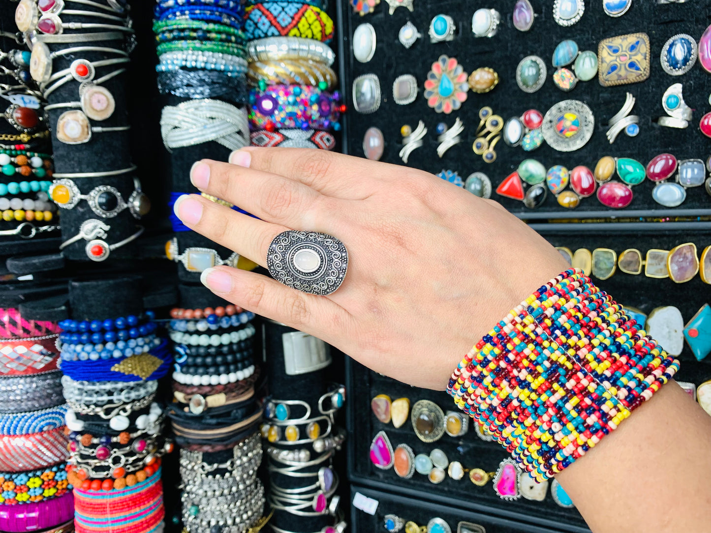 Handcrafted Natural stones ring # RIN2134