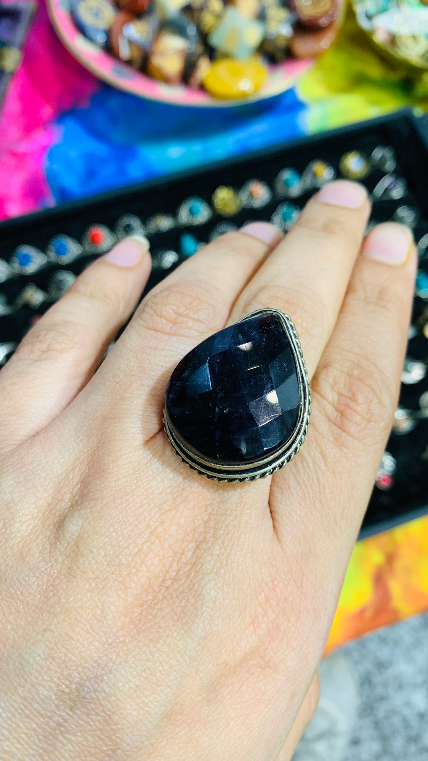 Bohemian handcrafted Stone ring #573