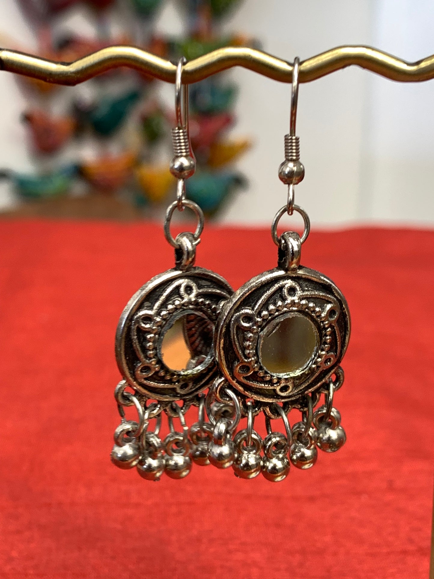 BOHEMIAN HANDCRAFTED DANGLE MIRROR EARRINGS #EAR142