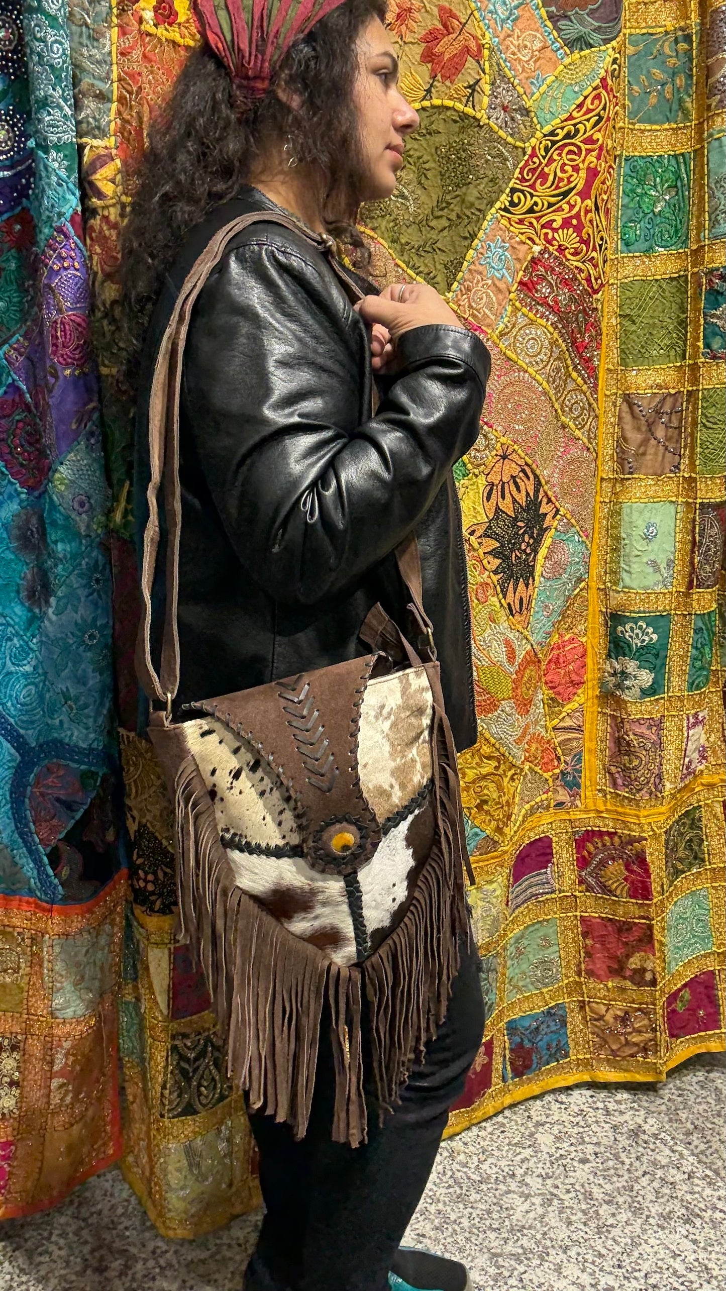 HANDCRAFTED GENUINE SUEDE LEATHER BAG #LEA1066