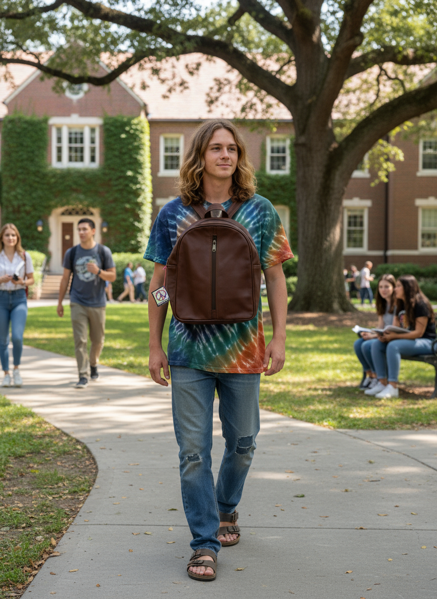 Bohemian style handcrafted Genuine leather Backpack #4497