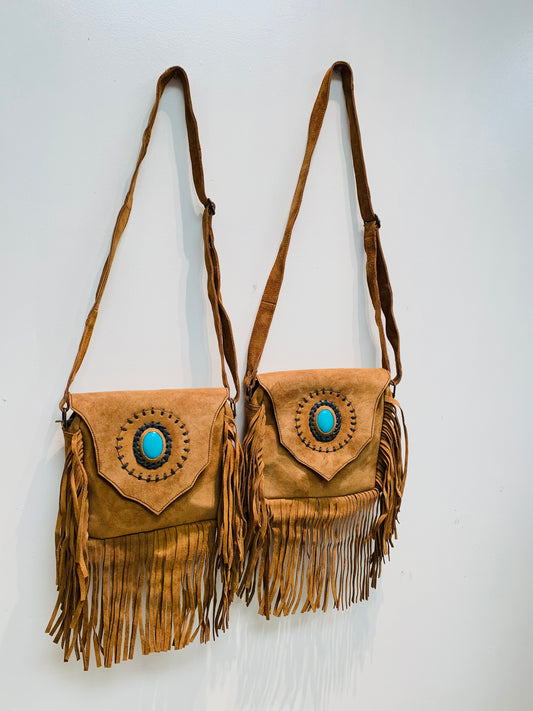 HANDCRAFTED FRIENDSHIP SUEDE LEATHER BAG #LEA552