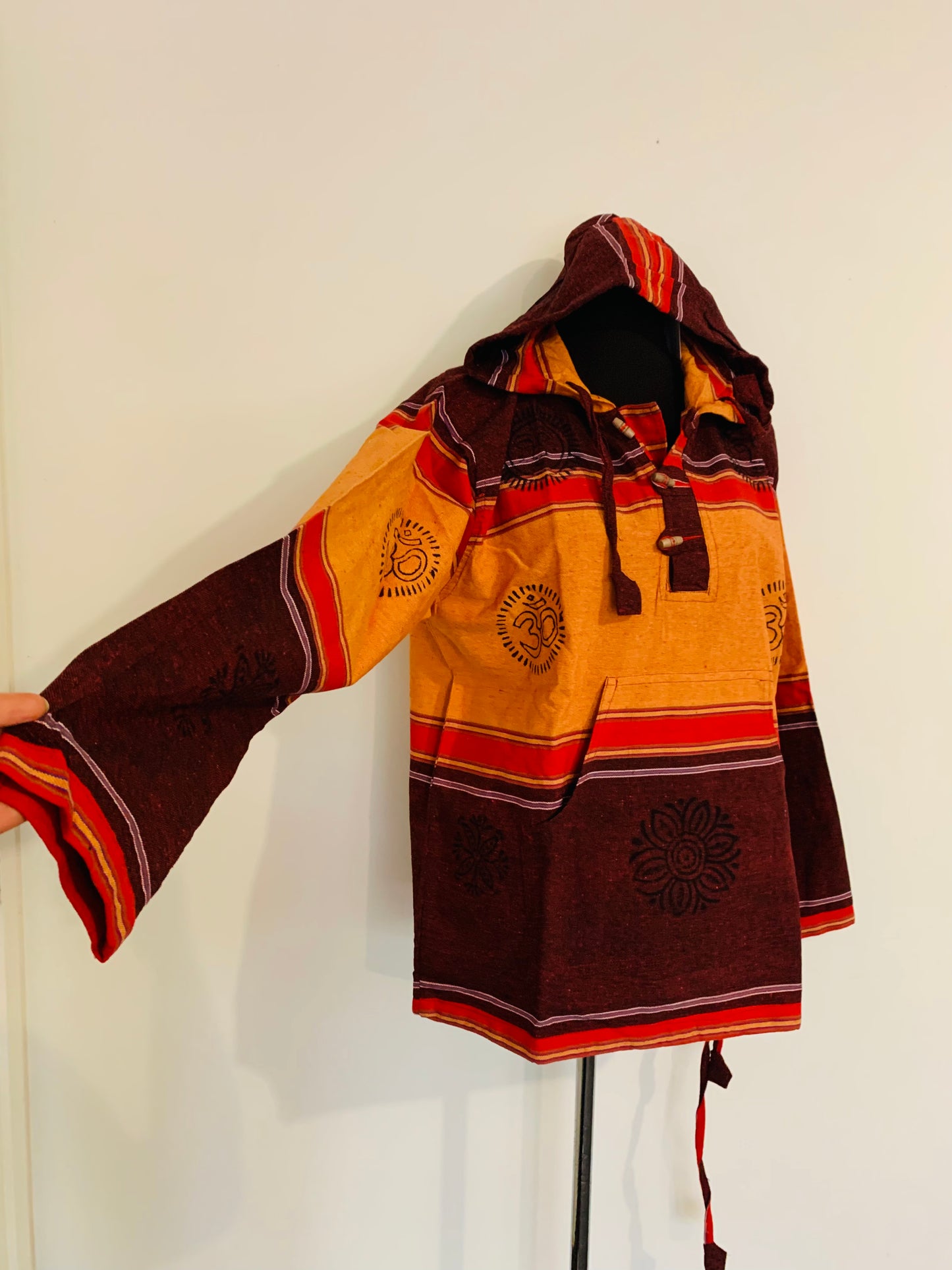 Bohemian handcrafted cotton Hoodie Kurta/Shirt # KURT621