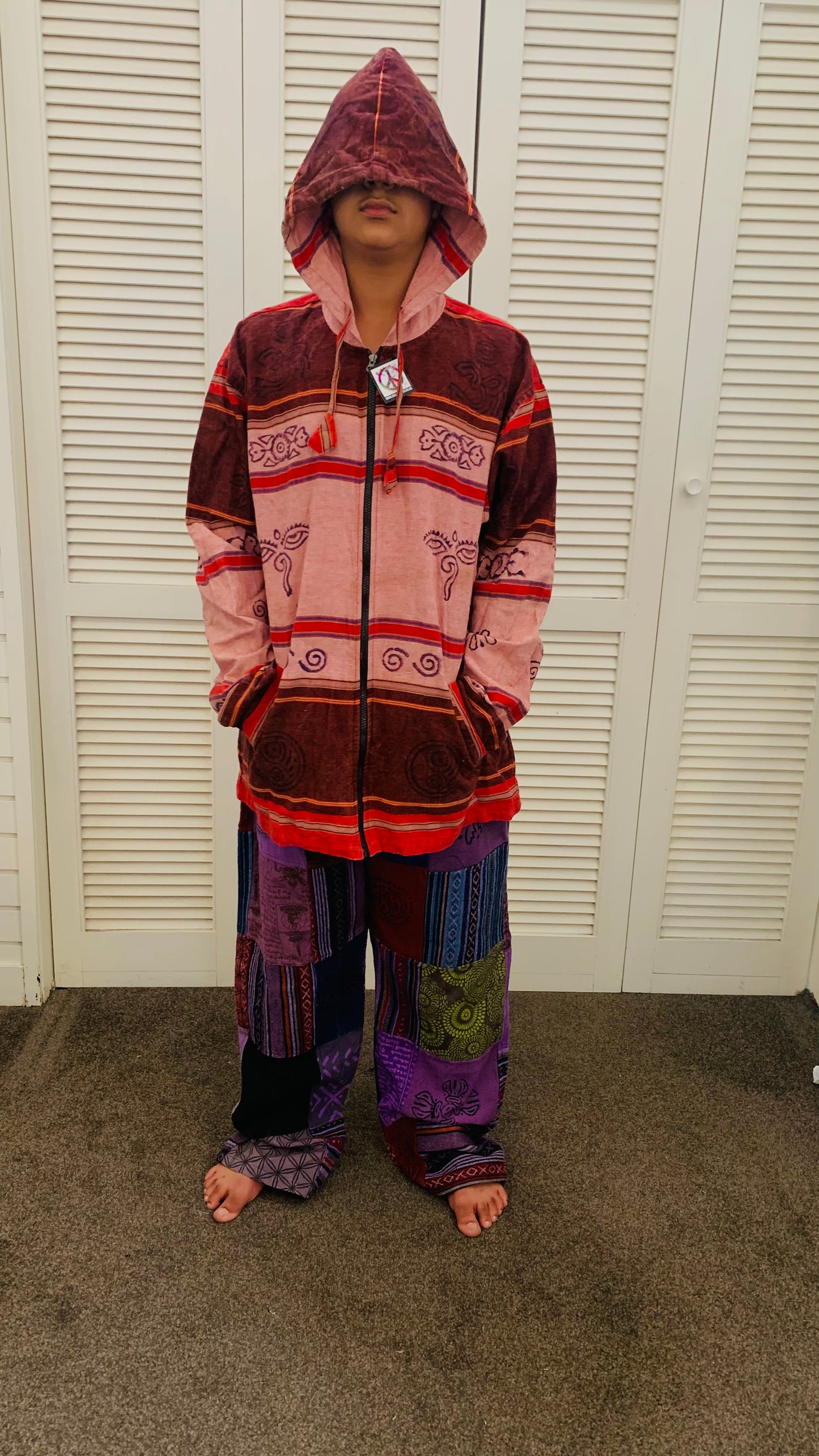 Handcrafted cotton Unisex Hoodie Kurta / Shirt # 75447