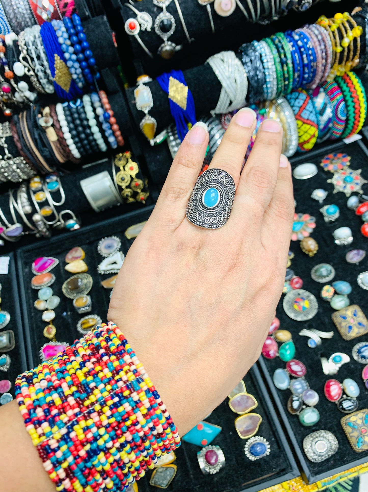 Handcrafted Natural stones ring # RIN2134