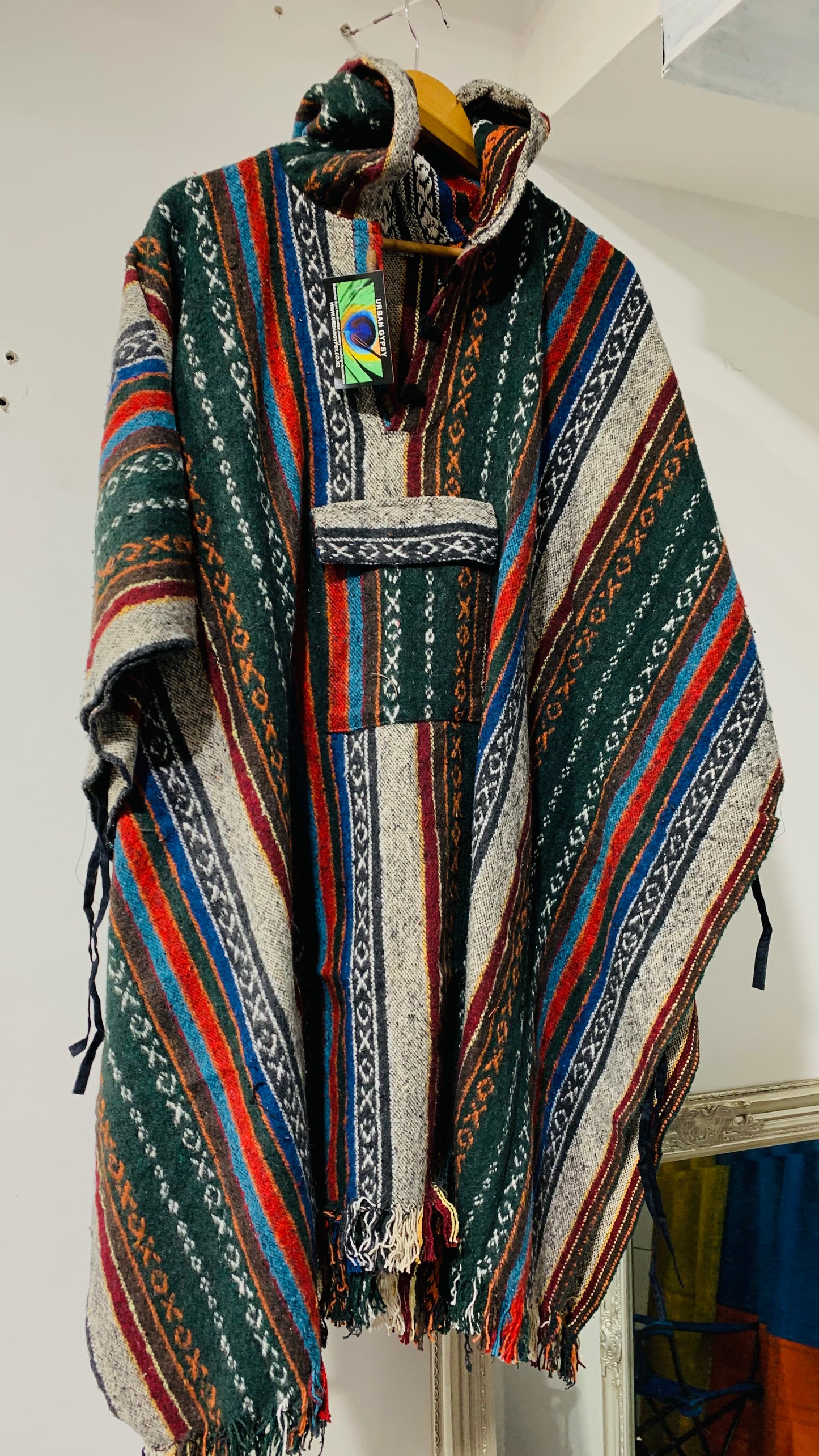 Bohemian style handcrafted Hoodie Plus size UNISEX Gheri poncho #0157