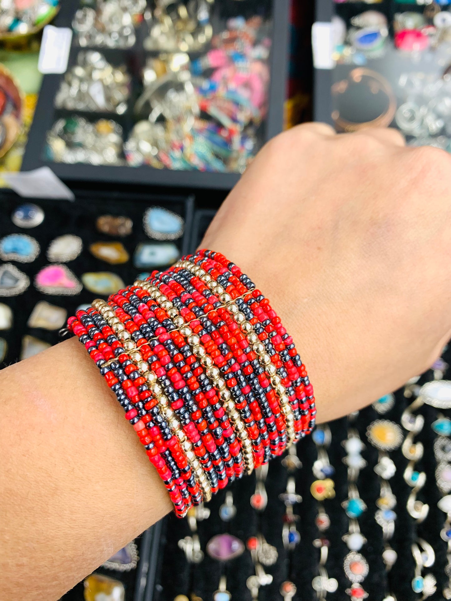 HIPPIE HANDCRAFTED HAND CUFF BEADS BANGLE #CUFF2284