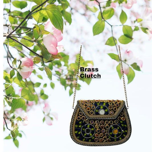 Bohemian style handcrafted metal / Brass Clutch #90746