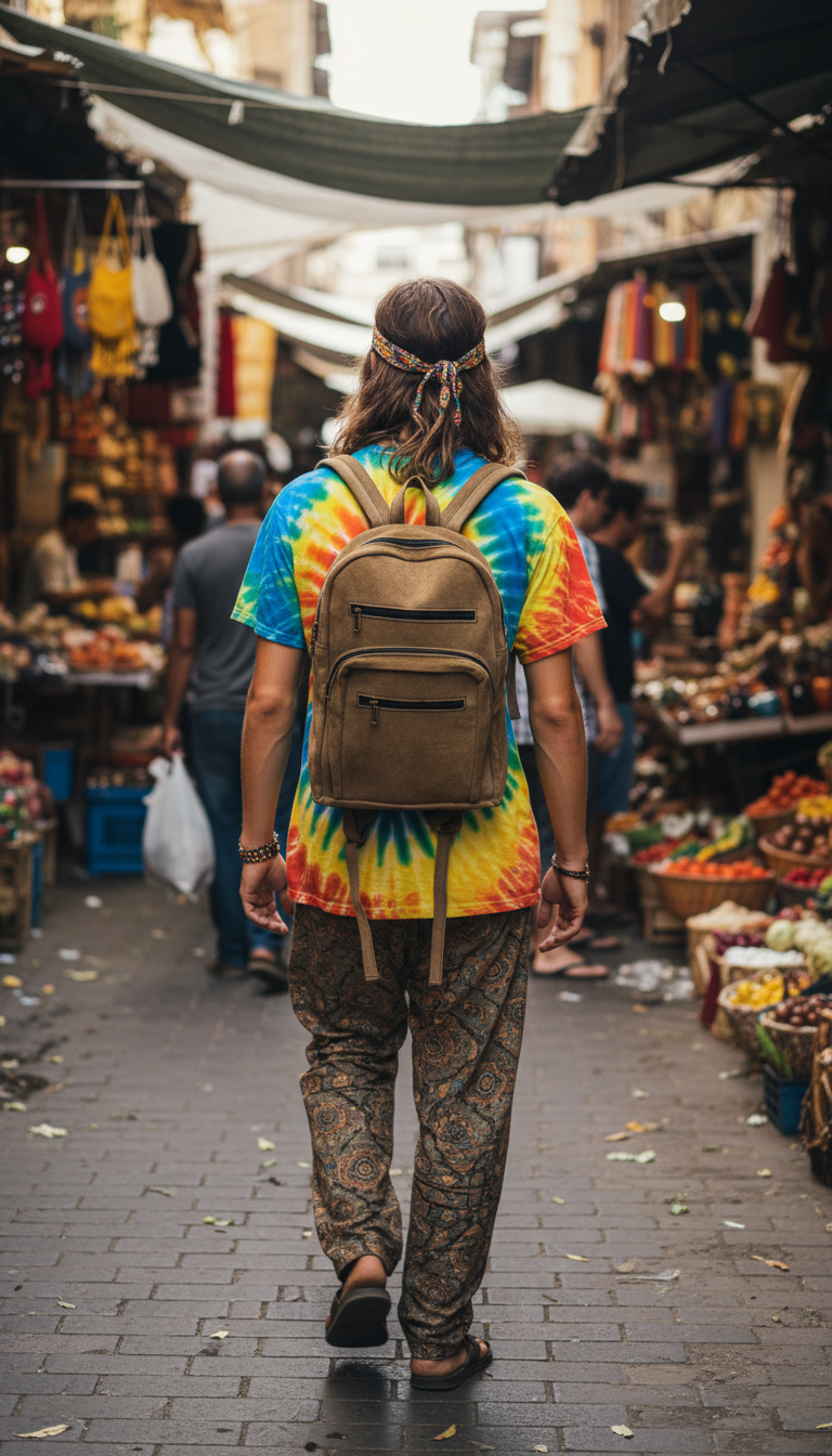 Bohemian style handcrafted Genuine leather Backpack #5595
