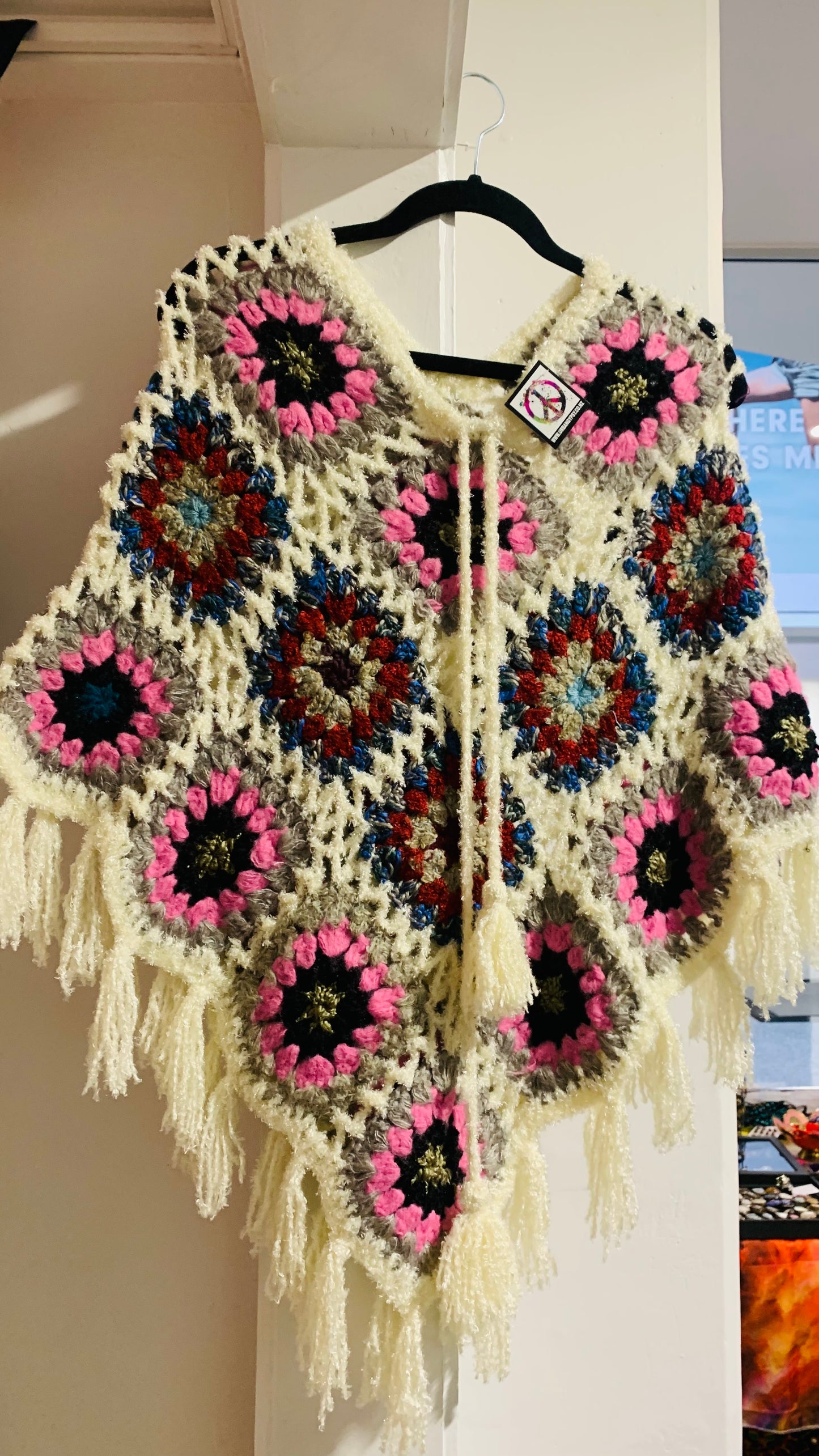 Boho handcrafted Crochet poncho #33