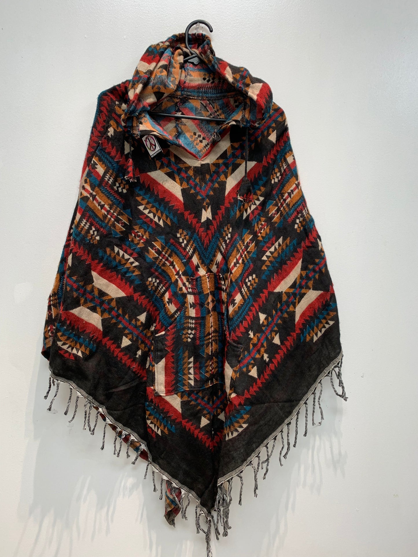 Hippie style handcrafted Hoodie poncho #POCH0172