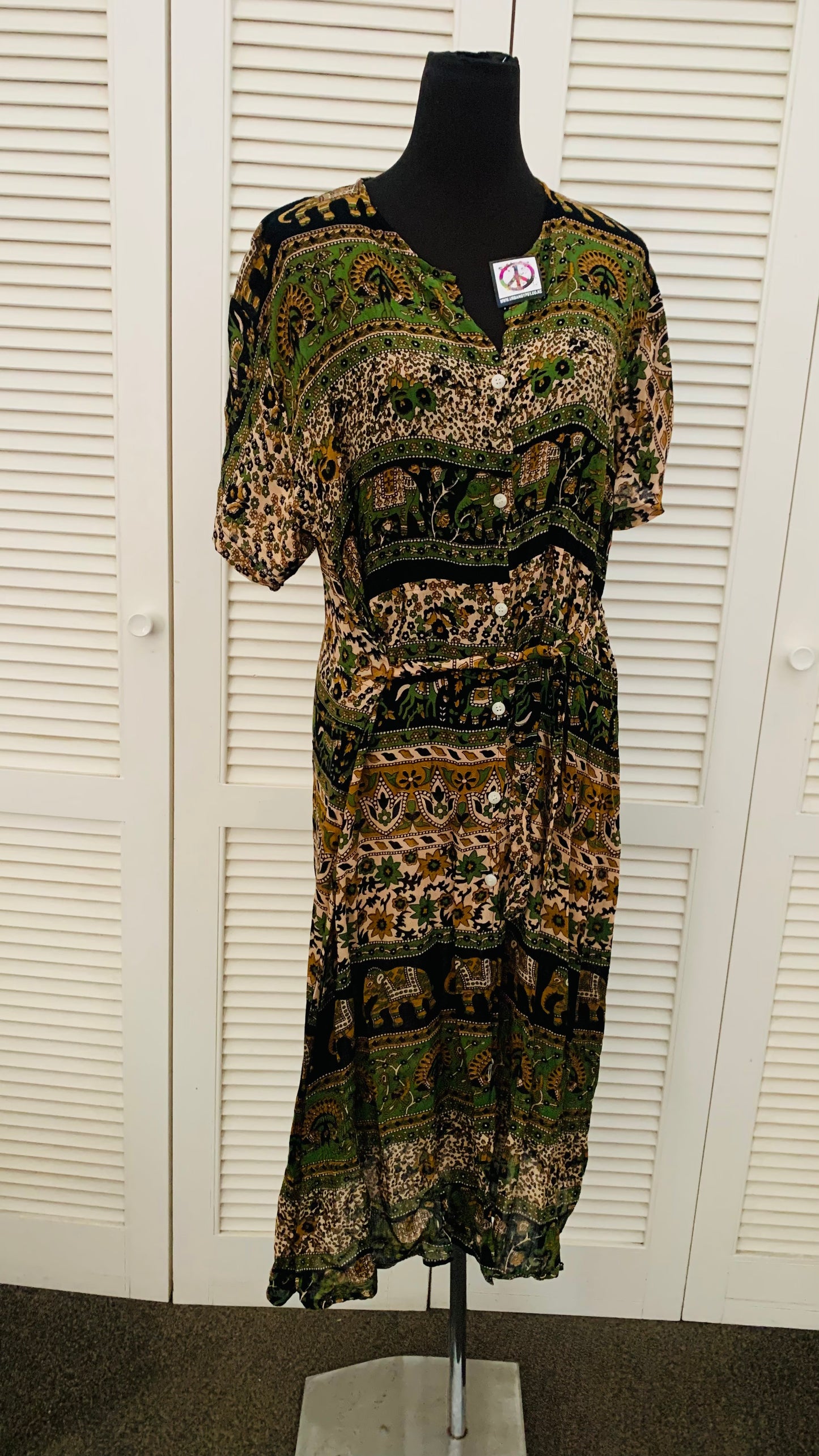 Bohemian style handcrafted Button dress #4882