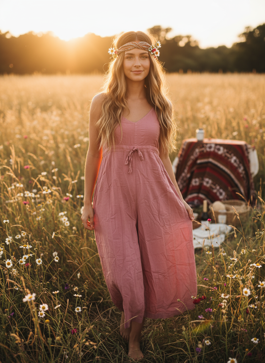 Bohemian Handcrafted  Cotton Jumpsuit / Overalls # JUM021