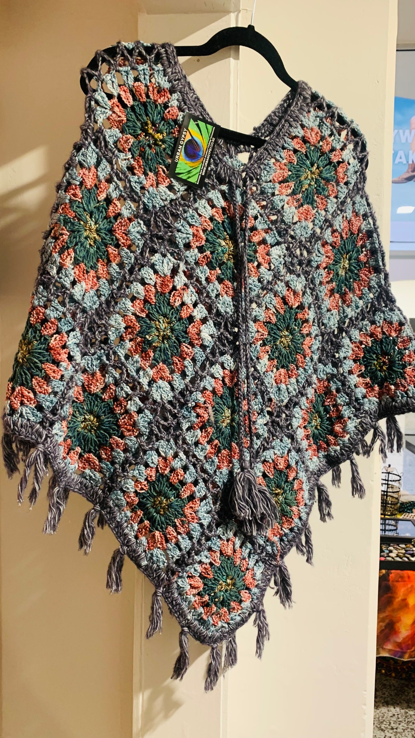 Boho handcrafted Crochet poncho #34