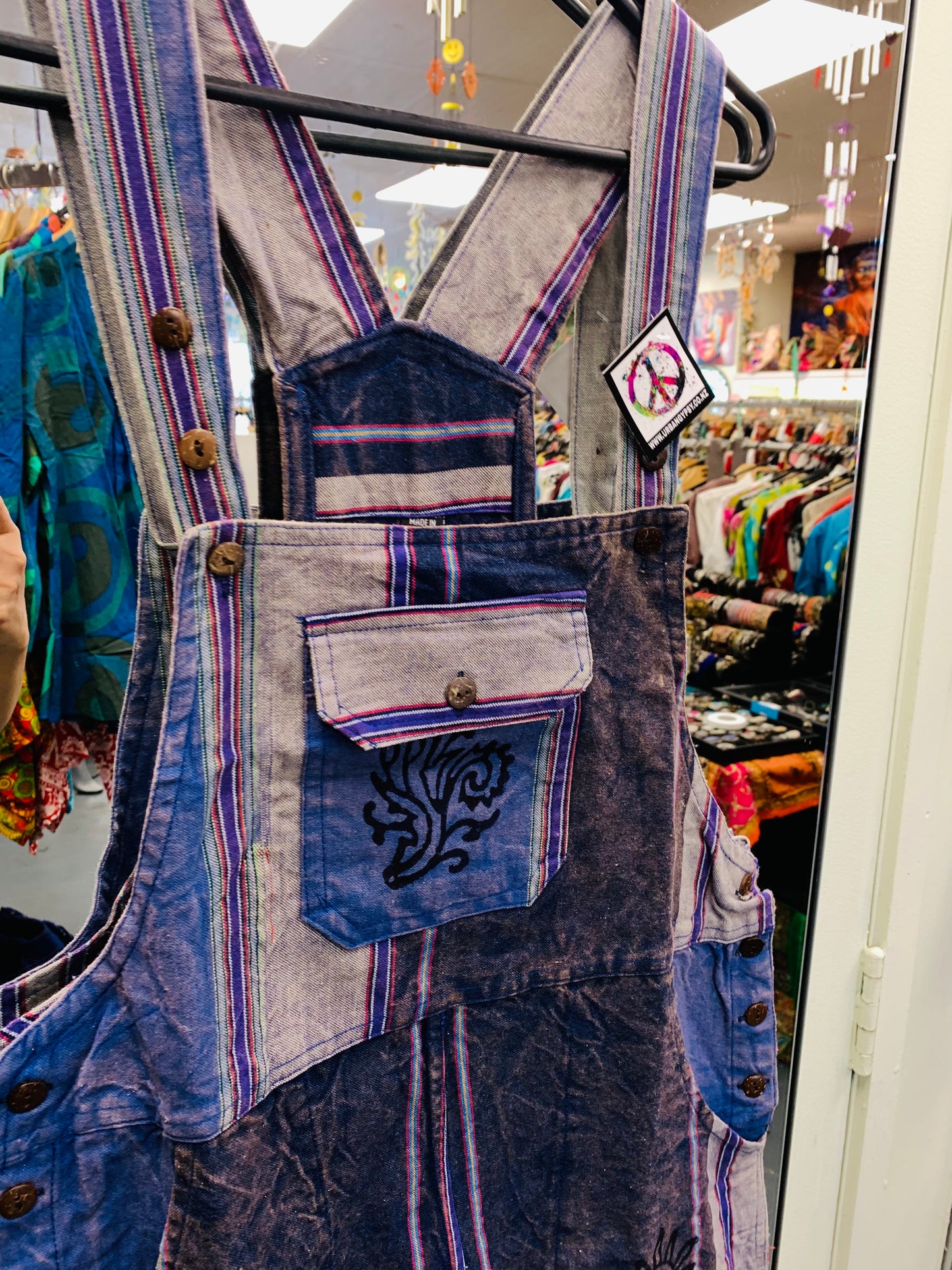 Bohemian Handcrafted Stone wash cotton Overalls/ Dungaree # JUM028